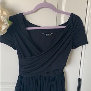 Off the shoulder dark blue tulle dress
